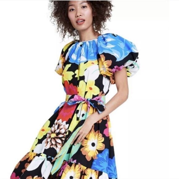NWT Christopher John Rogers x Target Colorful Vibrant Floral Puff Sleeve Dress S - Picture 6 of 10